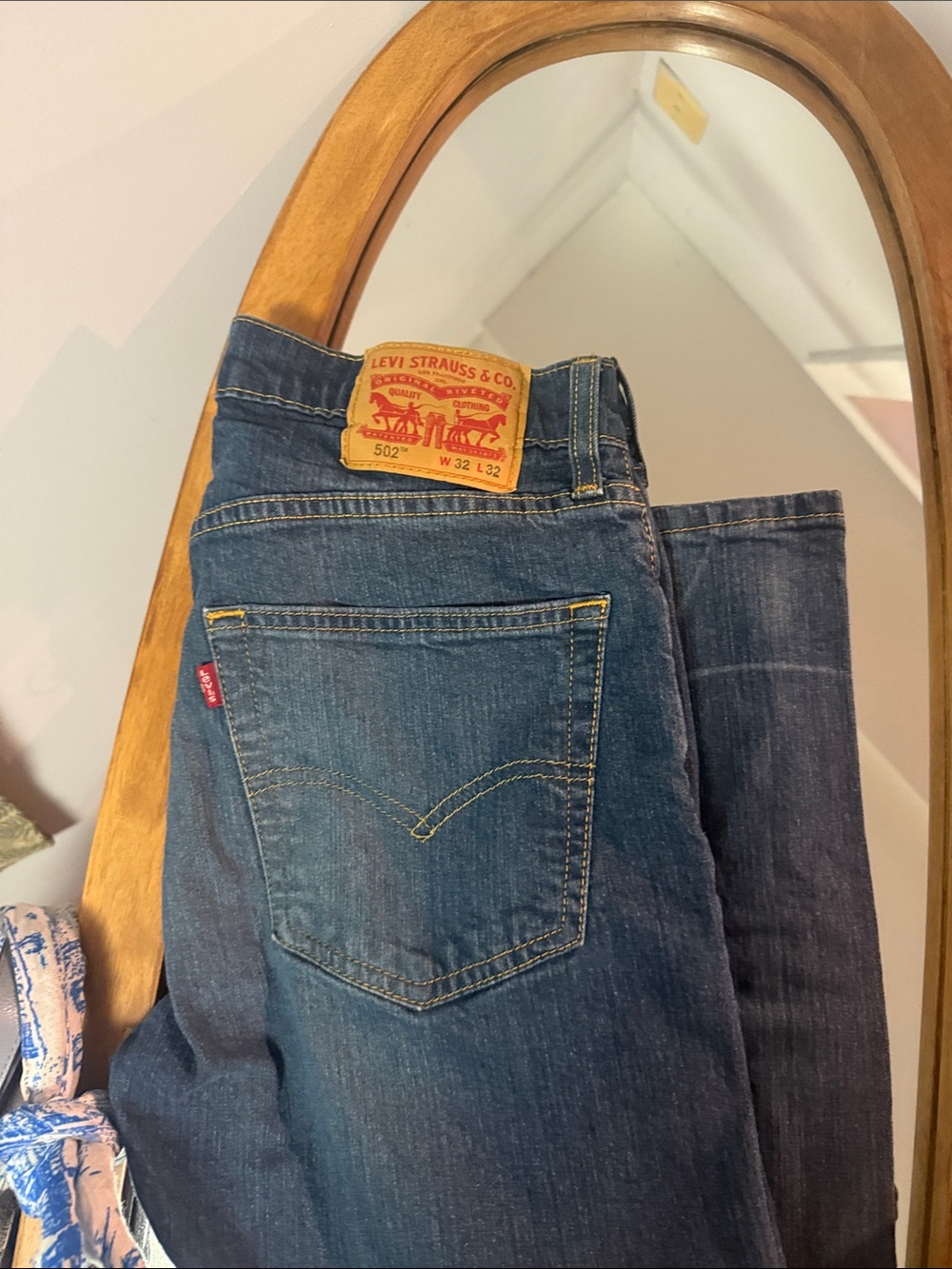 Levi's Dark Blue Denim Jeans with Yellow Stitching